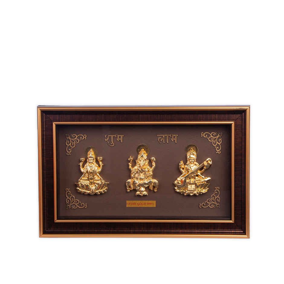 House of Wemy Premium Golden Trimurti Frame for Diwali and Gifting