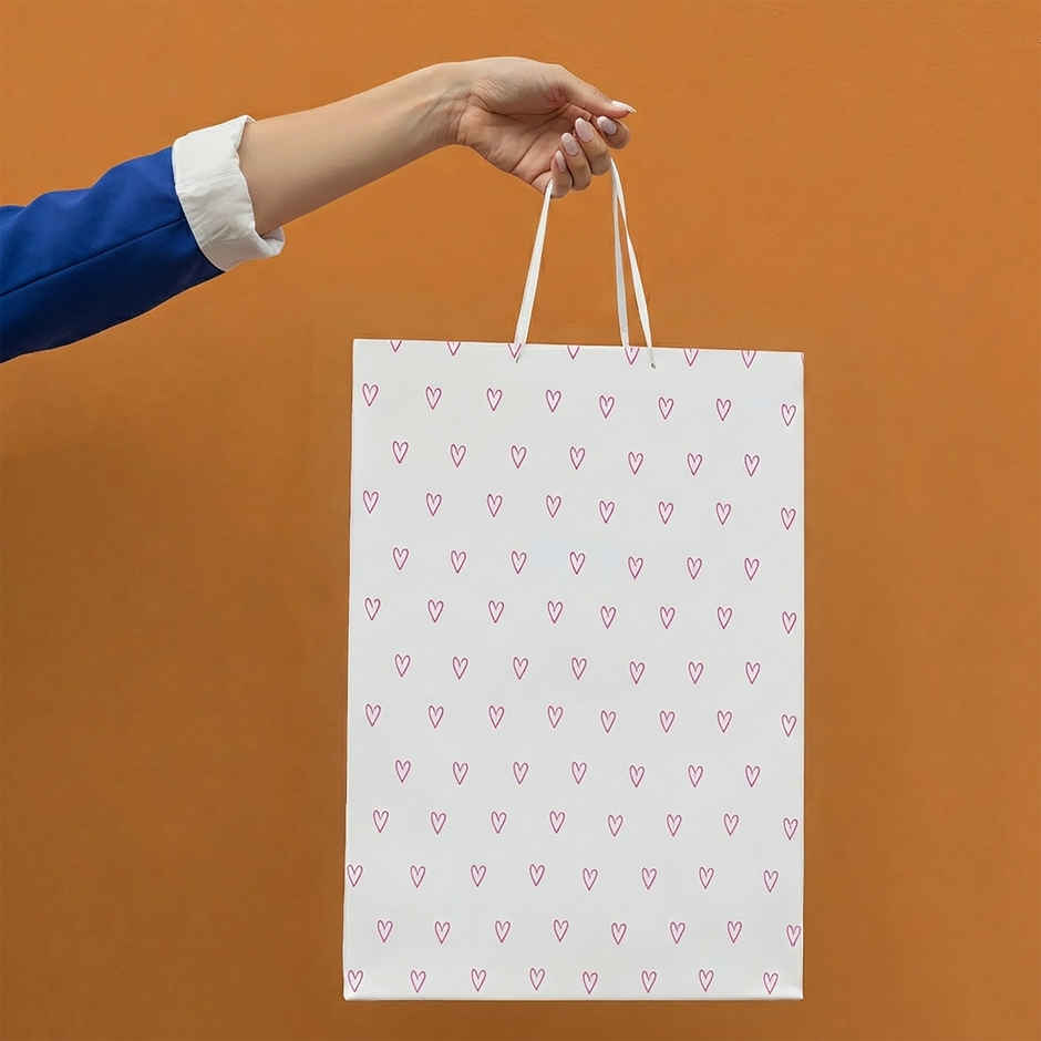 Cute Pinks Hearts Gift Bag | Large | 40 x 30 x 10 cm | Happy Mail