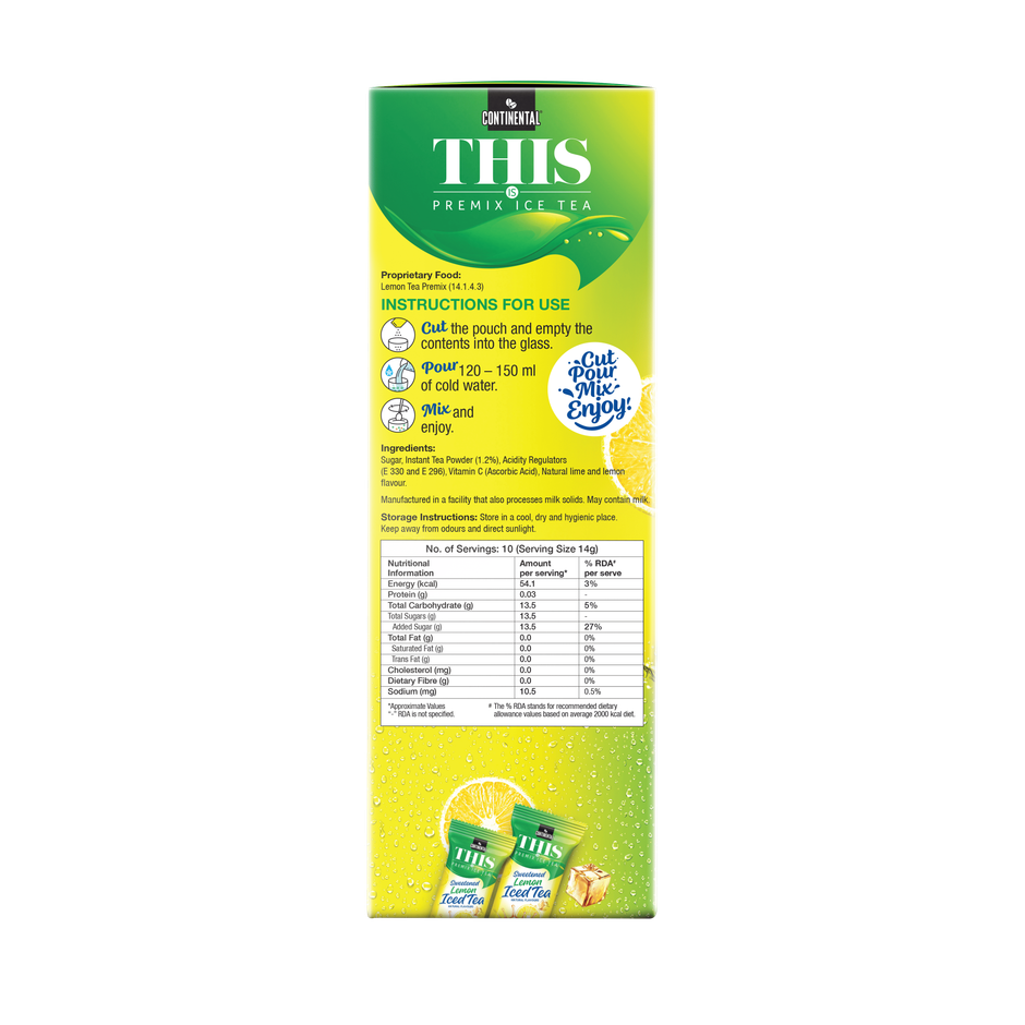 Continental THIS Lemon Iced Tea-Premix Powder| Sachet