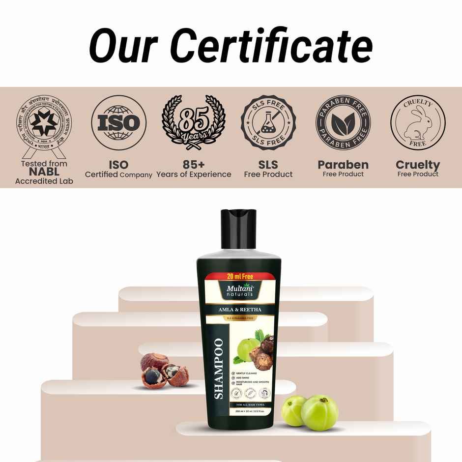 Multani Naturals Amla & Reetha Hair Shampoo | Thicker & Stronger Hair | SLS & Paraben Free