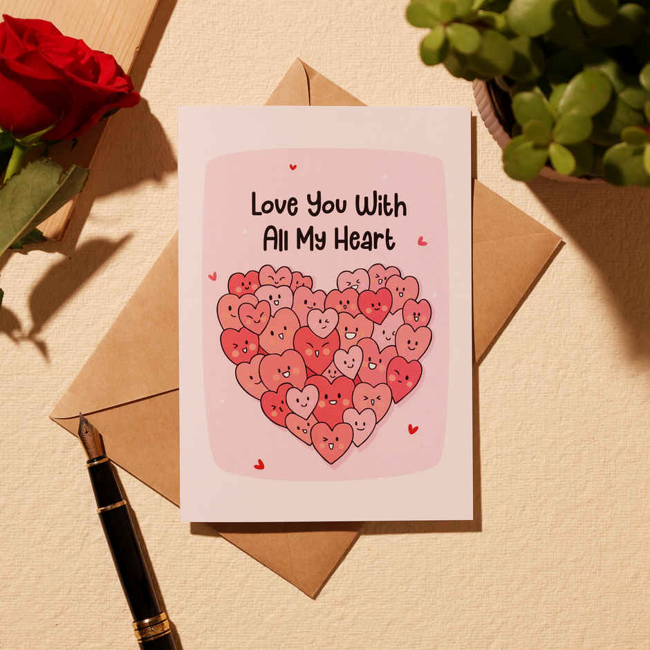 Love You With All My Heart Greeting Card | Oye Happy