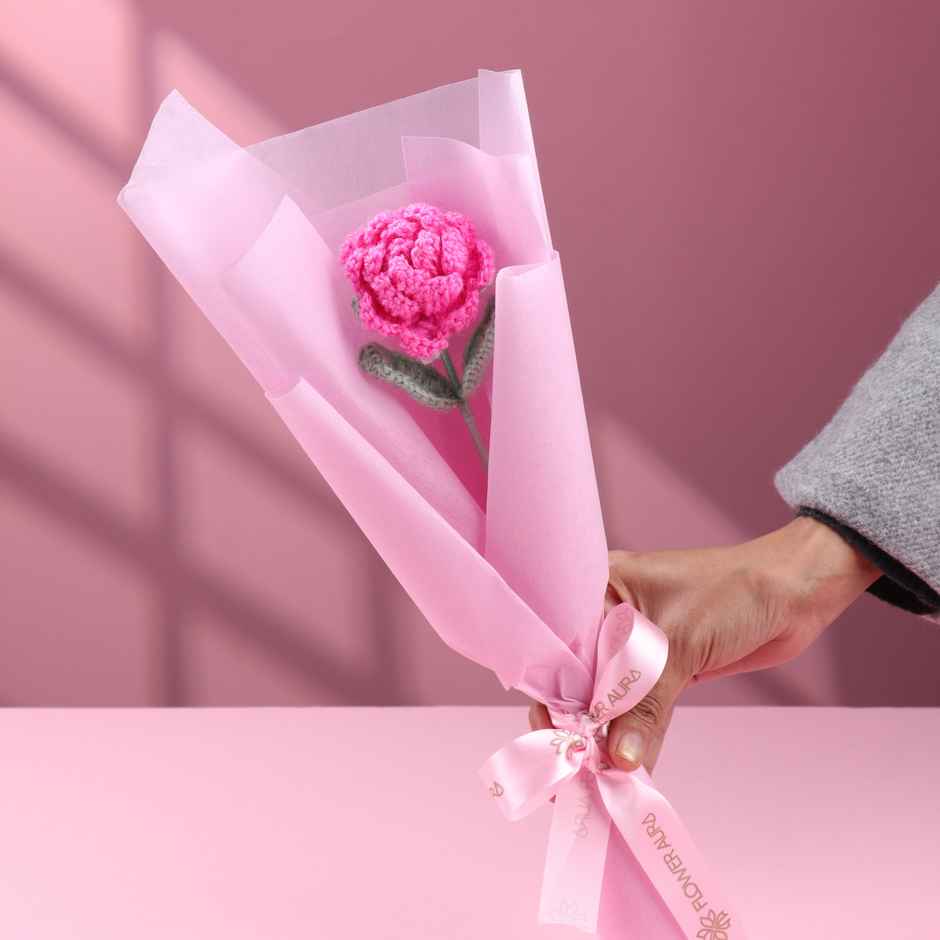 Artificial Pink Rose Crochet Floral Arrangement | for Someone Special | Floweraura