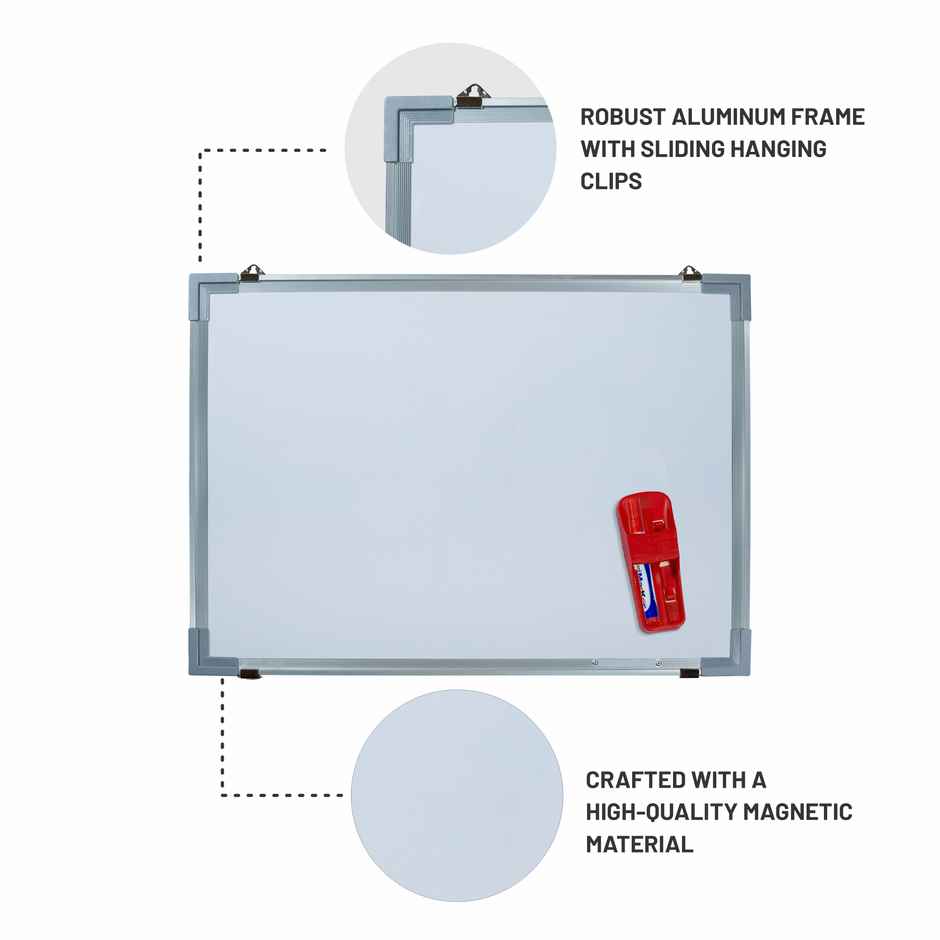 ABK Magnetic White Dry Wipe Board with 2 markers 2ft x 1.5ft