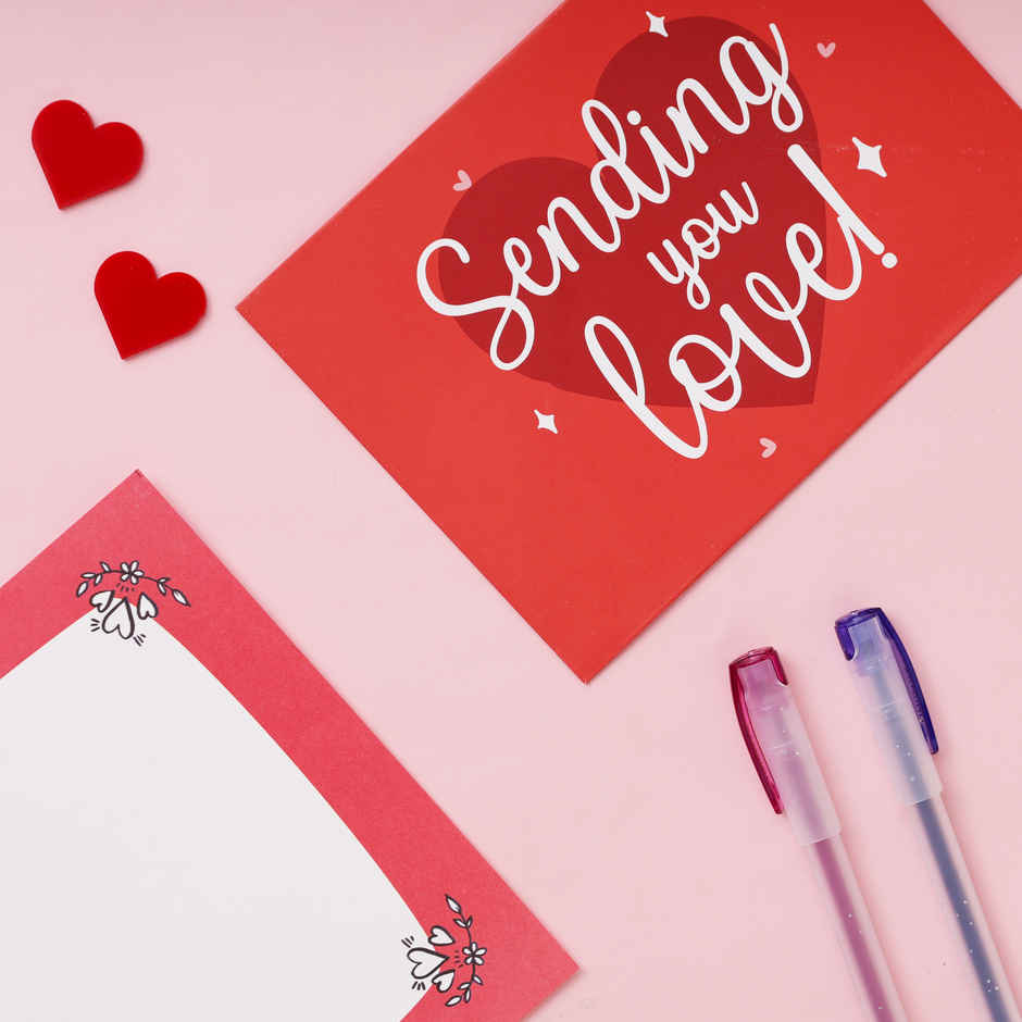 Romantic Letter Writing Kit with Cards, Envelopes & Heart Seals | Oye Happy
