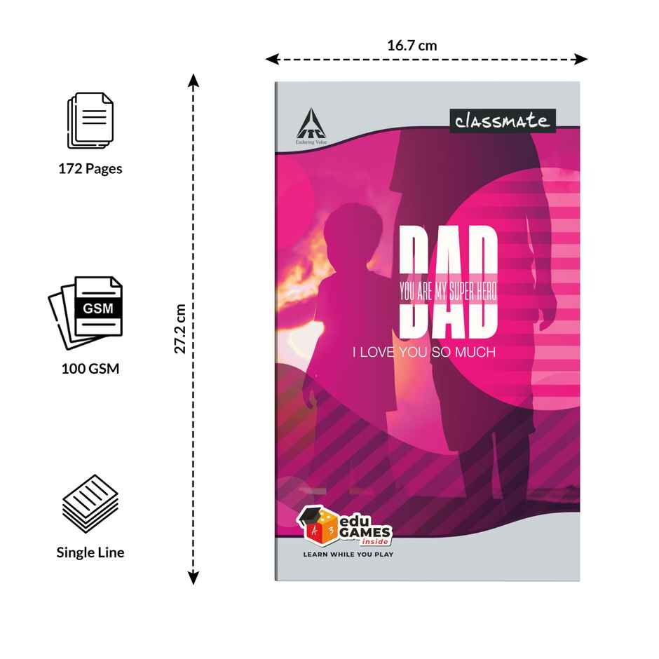 Classmate Notebook | 27 x 17 cm | 172 Pages | Assorted Designs