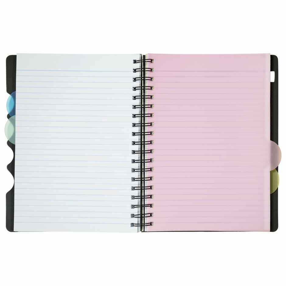 ABK 5 Subject Notebook 70 Gsm Paper Single Ruled 300 Pages 17.6 x 25 cm Spiral Binding