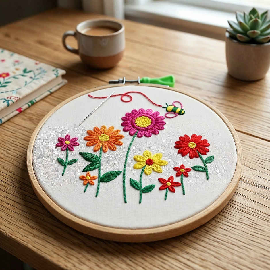 DIY Complete Embroidery Set with Fabric, Thread and Pattern for Hand Stitching | Oye Happy