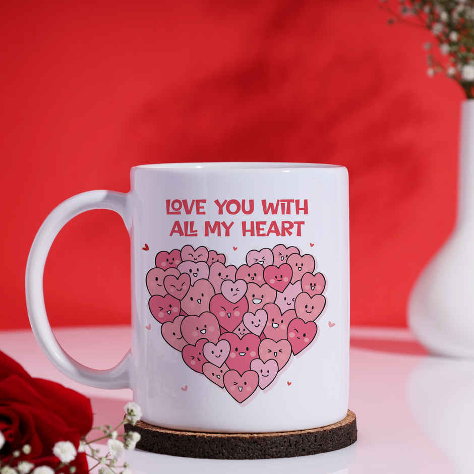 Cute Moments Gift Hamper with Heart Soft Toy and Coffee Mug | Ideal for Gifting | Oye Happy
