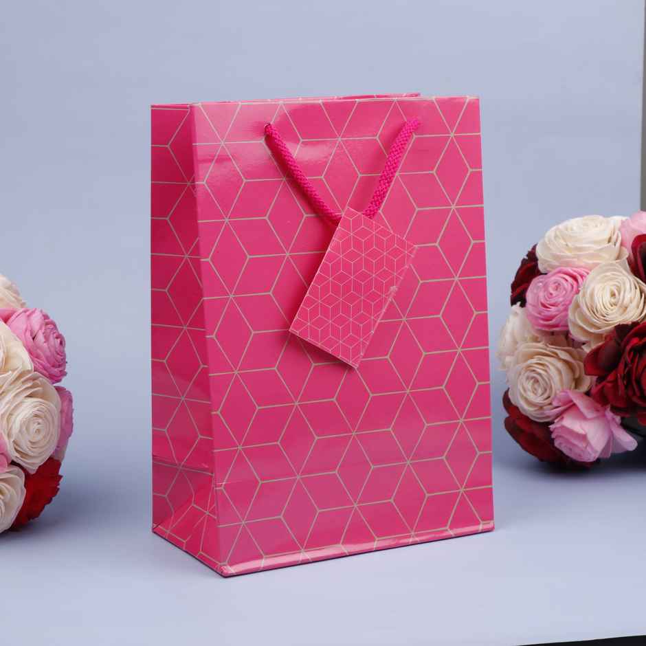 Archies Pink Abstract Printed Gifitng Bag Small Pack of 2