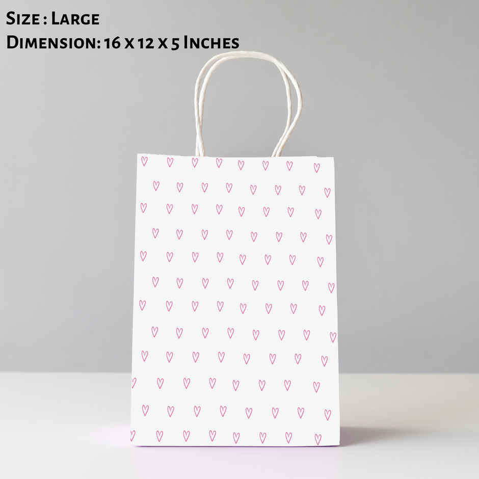 Cute Pinks Hearts Gift Bag | Large | 40 x 30 x 10 cm | Happy Mail