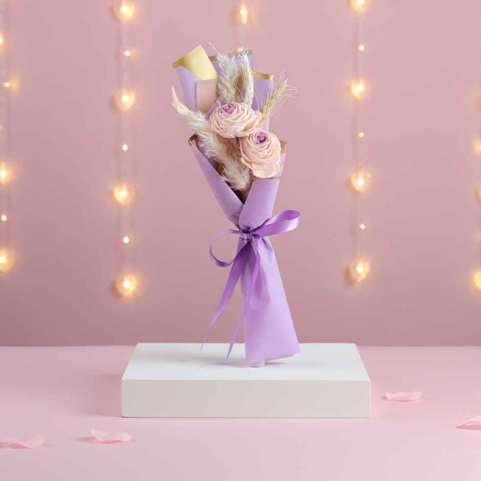 Purple Dried Artificial Flower Bouquet | Ideal for Gifting | FlowerAura