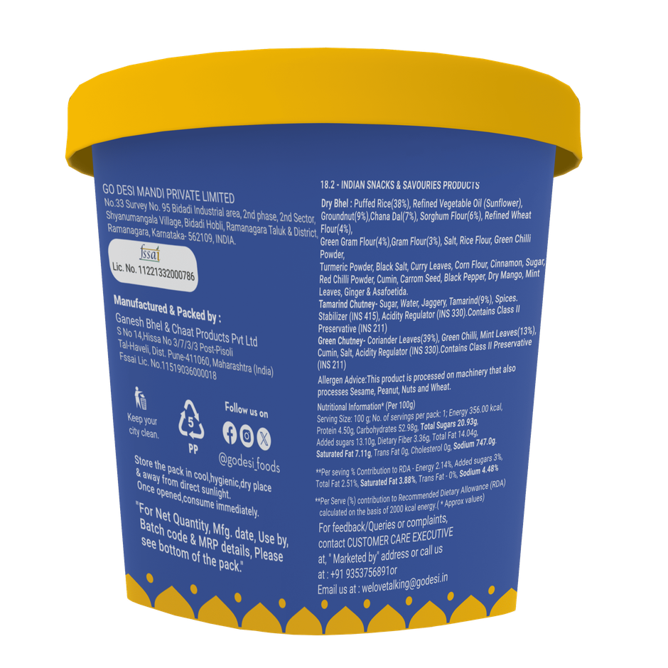 GO DESi Bombay Bhelpuri with Chutney, No Palm Oil