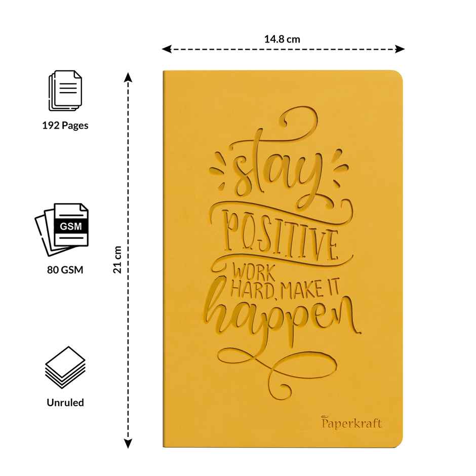 Paperkraft Unruled Debossed PU Notebook | 192 Pages | 21 x 15 cm