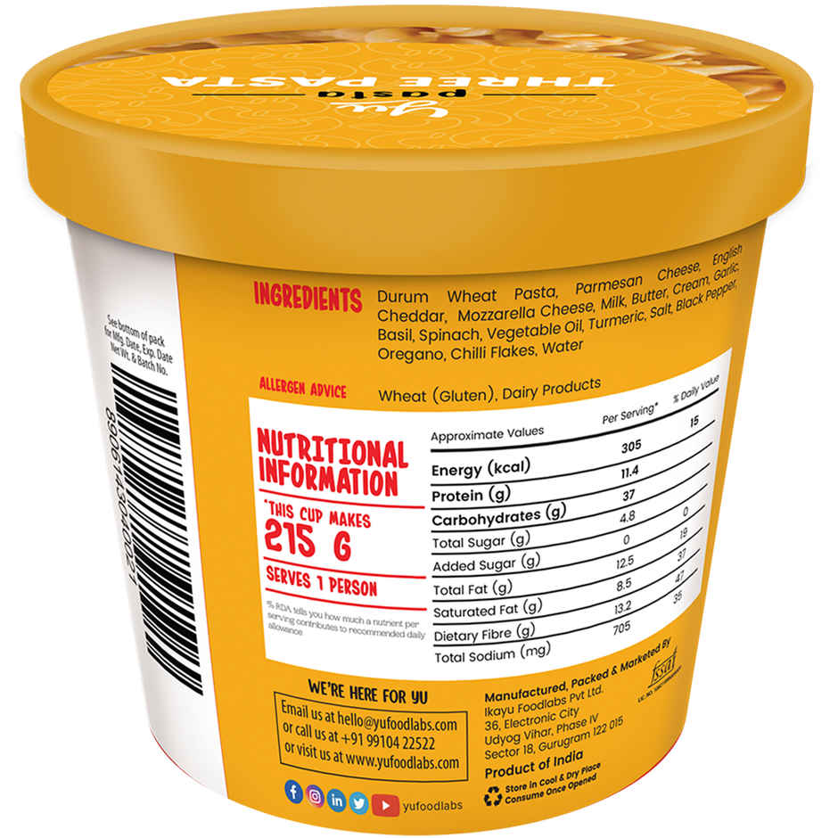 Yu Three Cheese Instant Pasta Cup