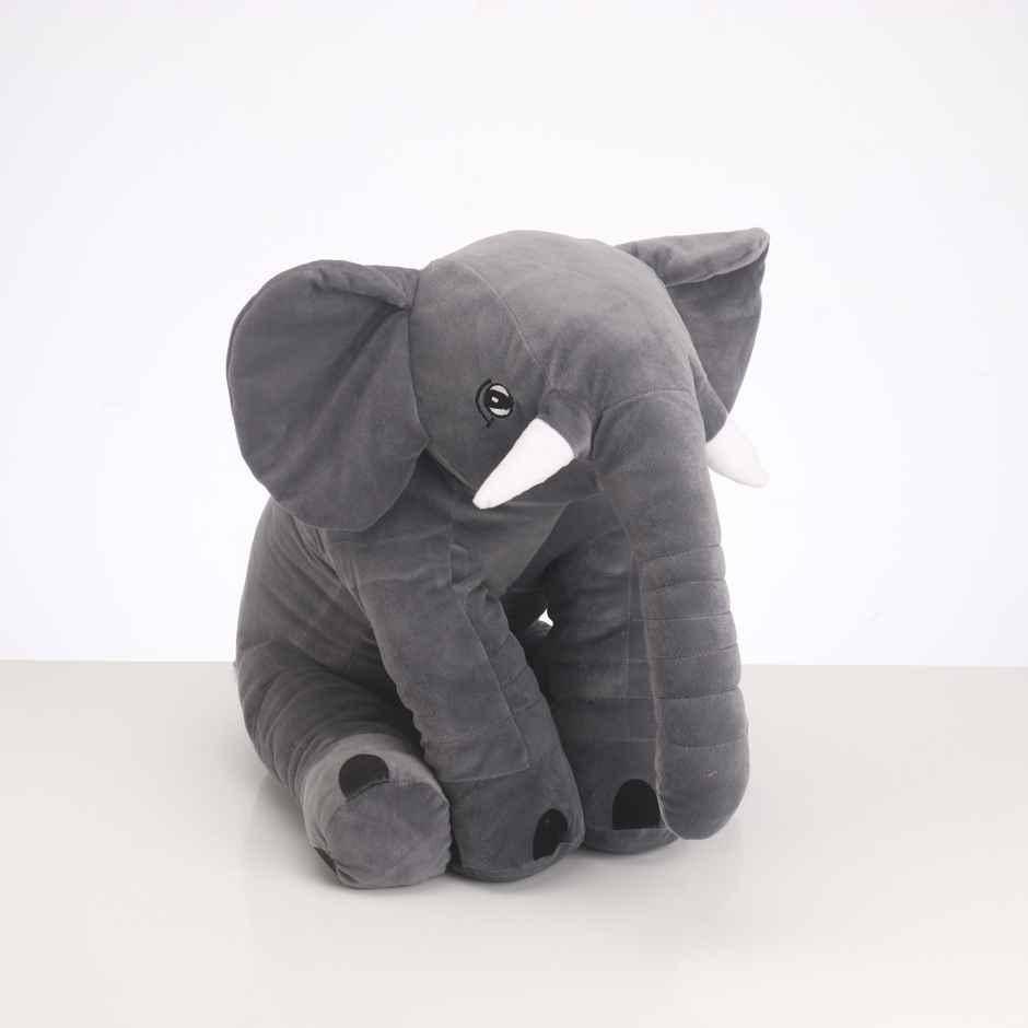Play Nation Elephant Shaped Plush Soft Toy Cum Pillow Grey - Height 63 cm