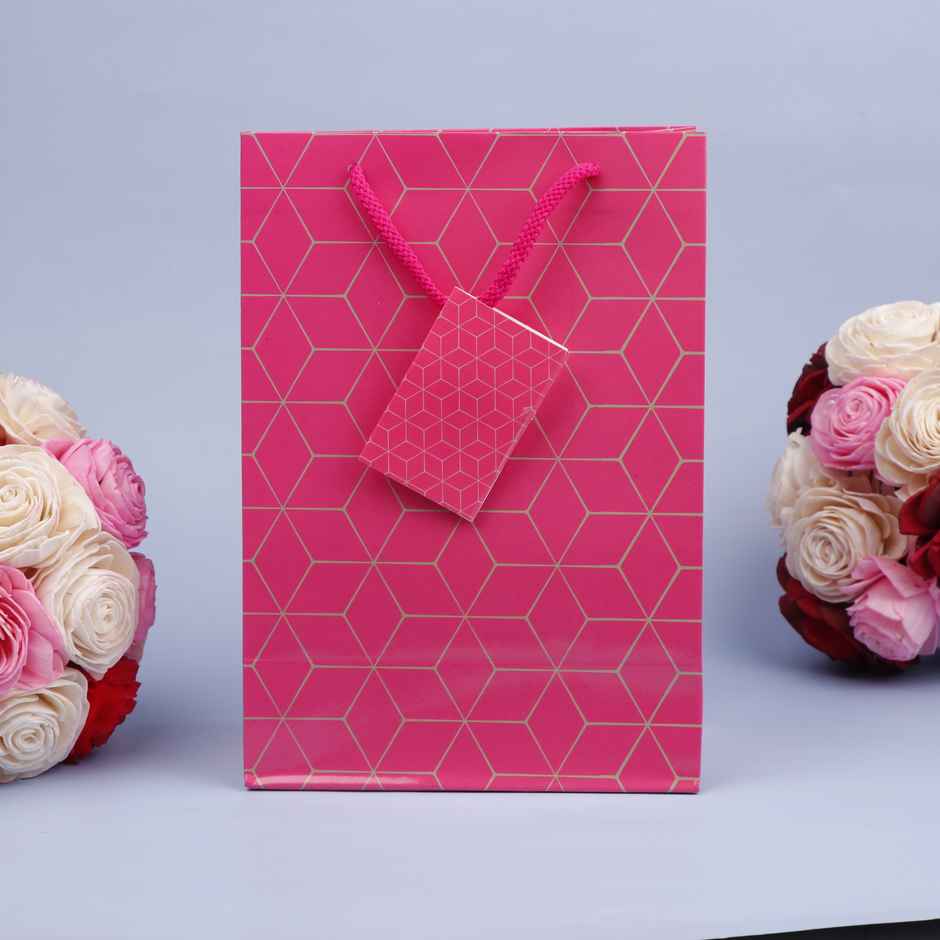 Archies Pink Abstract Printed Gifitng Bag Small Pack of 2