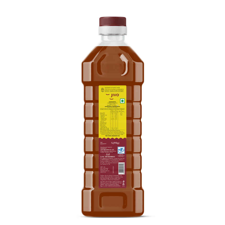 Jivo Kachi Ghani Mustard (Sarson) Cold Pressed Oil | Healthy Cooking Oil
