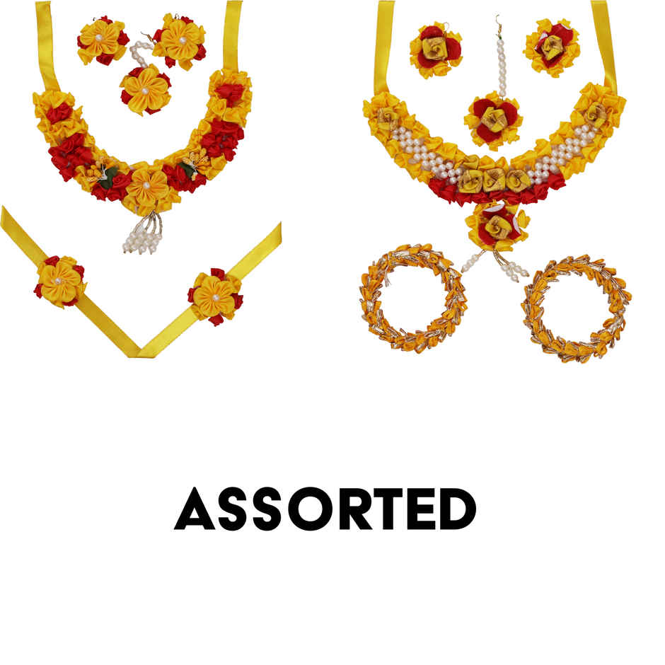 Traditional Jewellery Set - Festival Ethnic Accessories Pack | Yellow & Red | Oye Happy