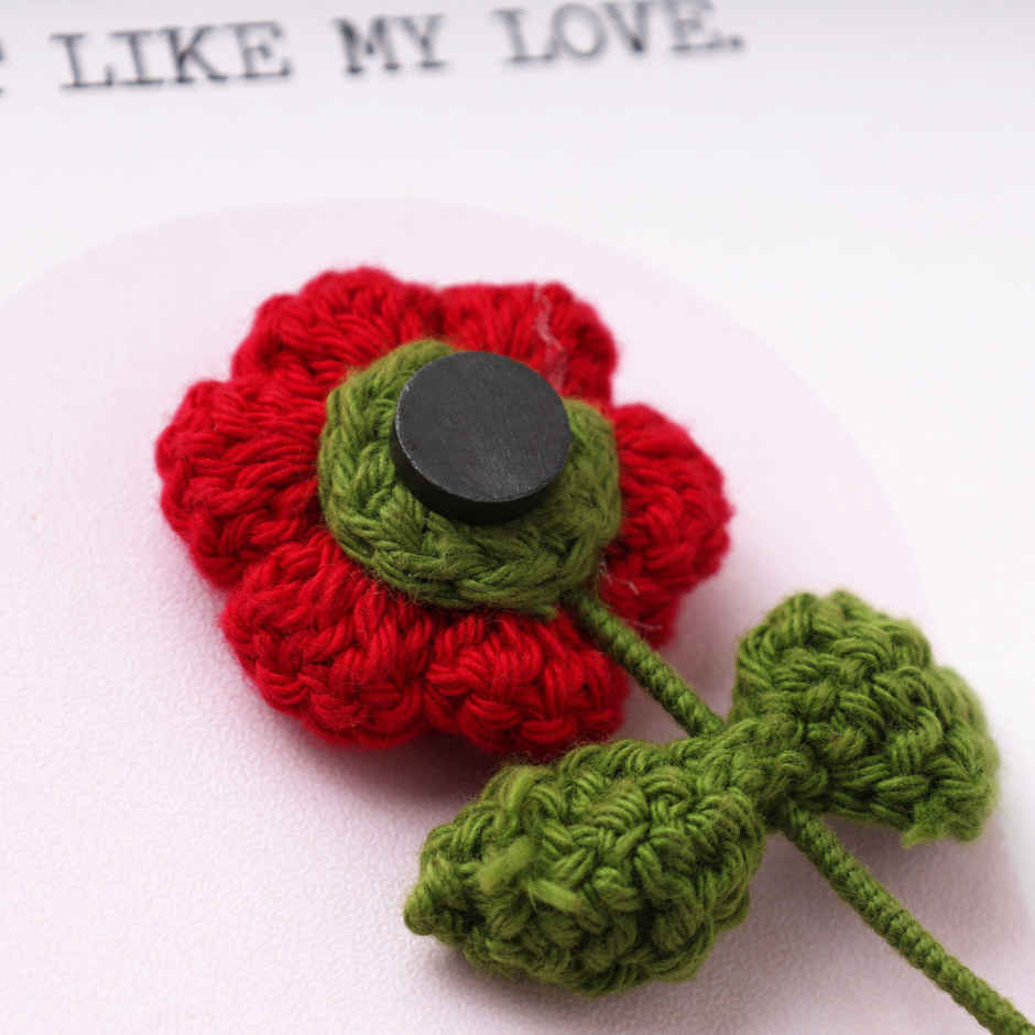 Handmade Crochet Flower Fridge Magnet Greeting Card | Oye Happy