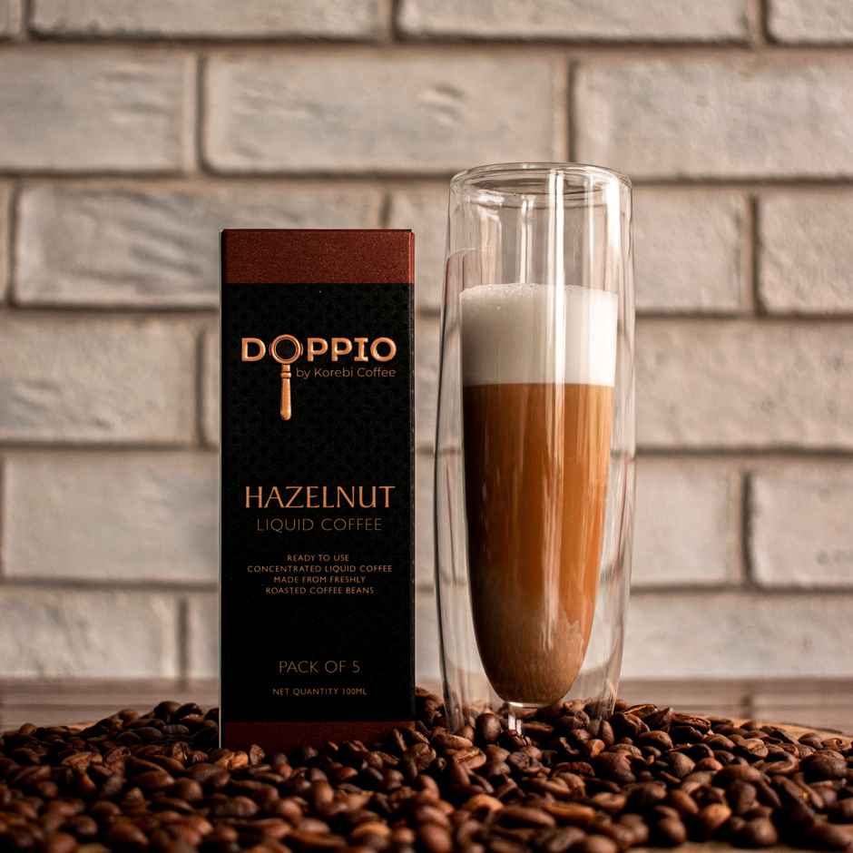 Doppio By Korebi Coffee Hazelnut-Artisan Instant Liquid Coffee Concentrate|5-Pack|20 ml Each