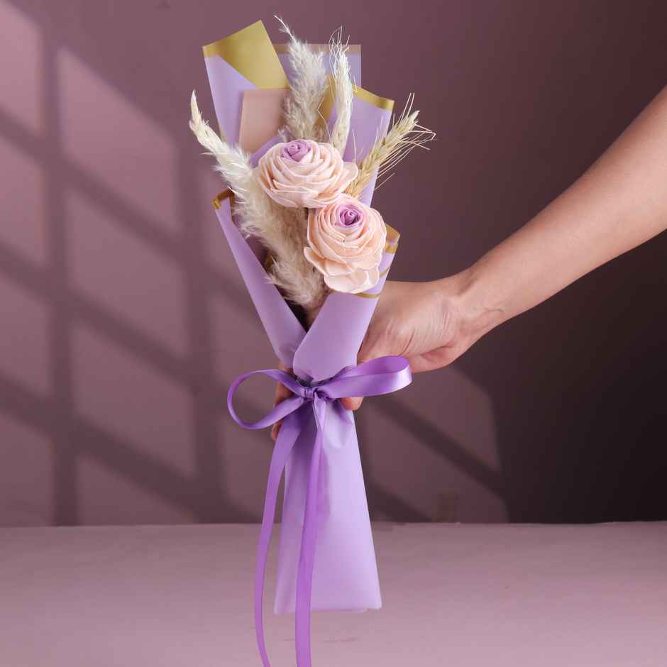 Purple Dried Artificial Flower Bouquet | Ideal for Gifting | FlowerAura