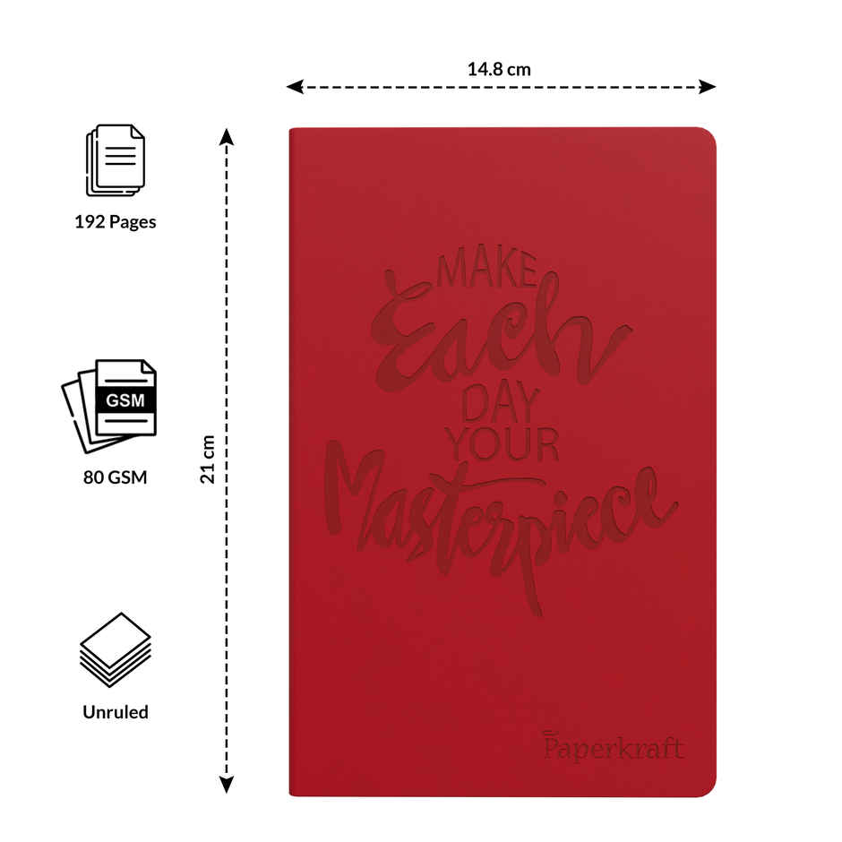 Paperkraft Designer Series With Pu Leather | Red | 192 Pages