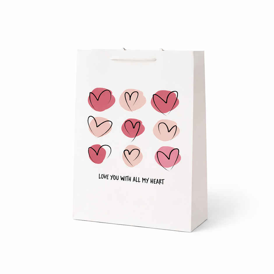 Love You With All My Heart Gift Bag | Medium | 30 x 24 x 10 cm | Happy Mail