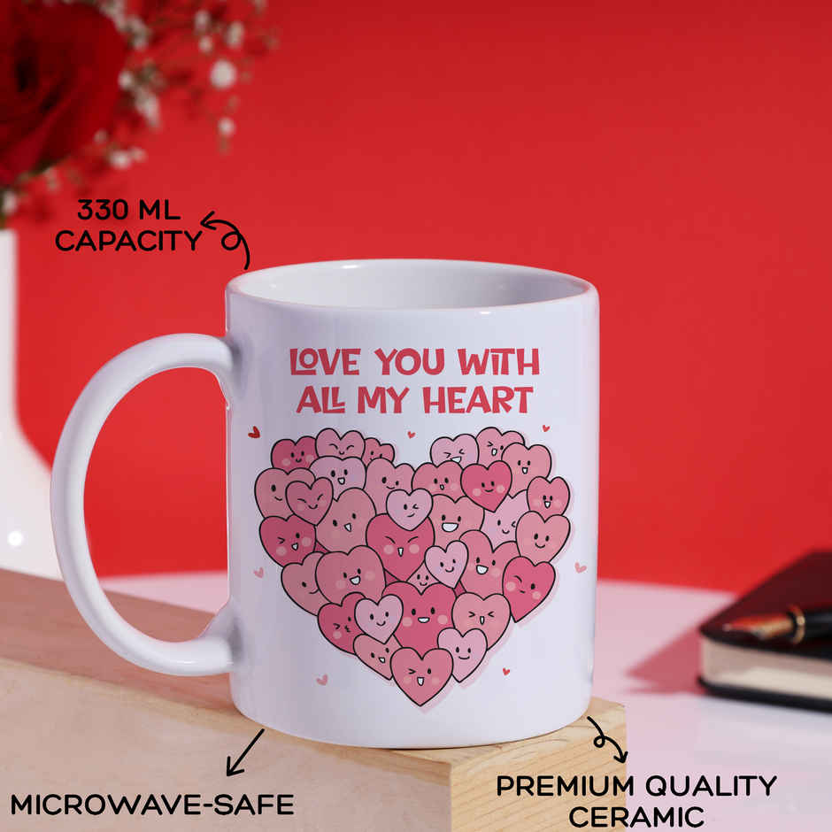 Cute Moments Gift Hamper with Heart Soft Toy and Coffee Mug | Ideal for Gifting | Oye Happy