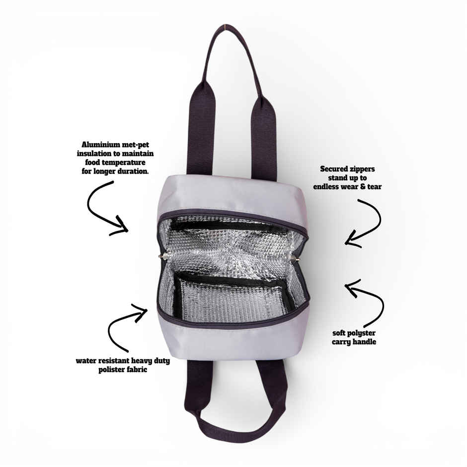 HOOM Solid Colour Lunch Bag with Met-PET Insulation & Front Pocket | Fresh and Warm for Longer