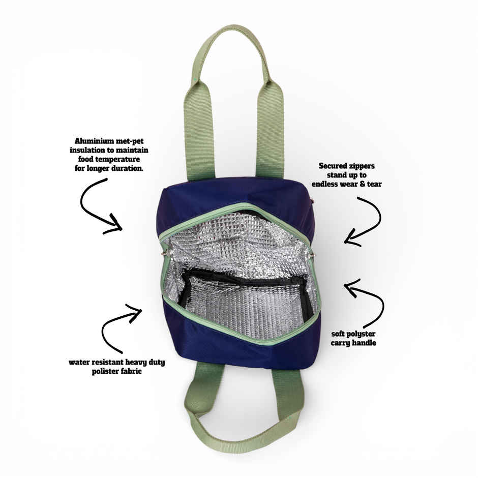 HOOM Solid Colour Lunch Bag with Met-PET Insulation & Front Pocket | Fresh and Warm for Longer