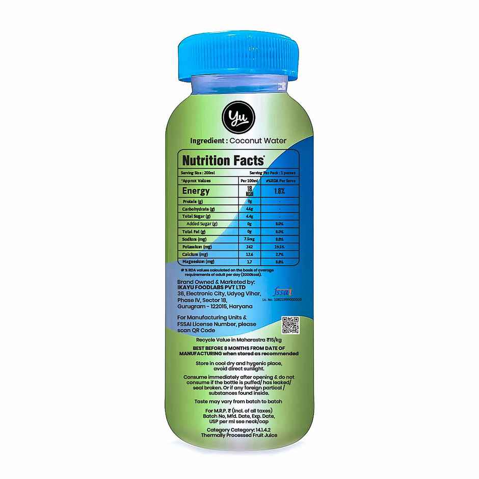 Yu Truly Natural Coconut Water | 200 Ml