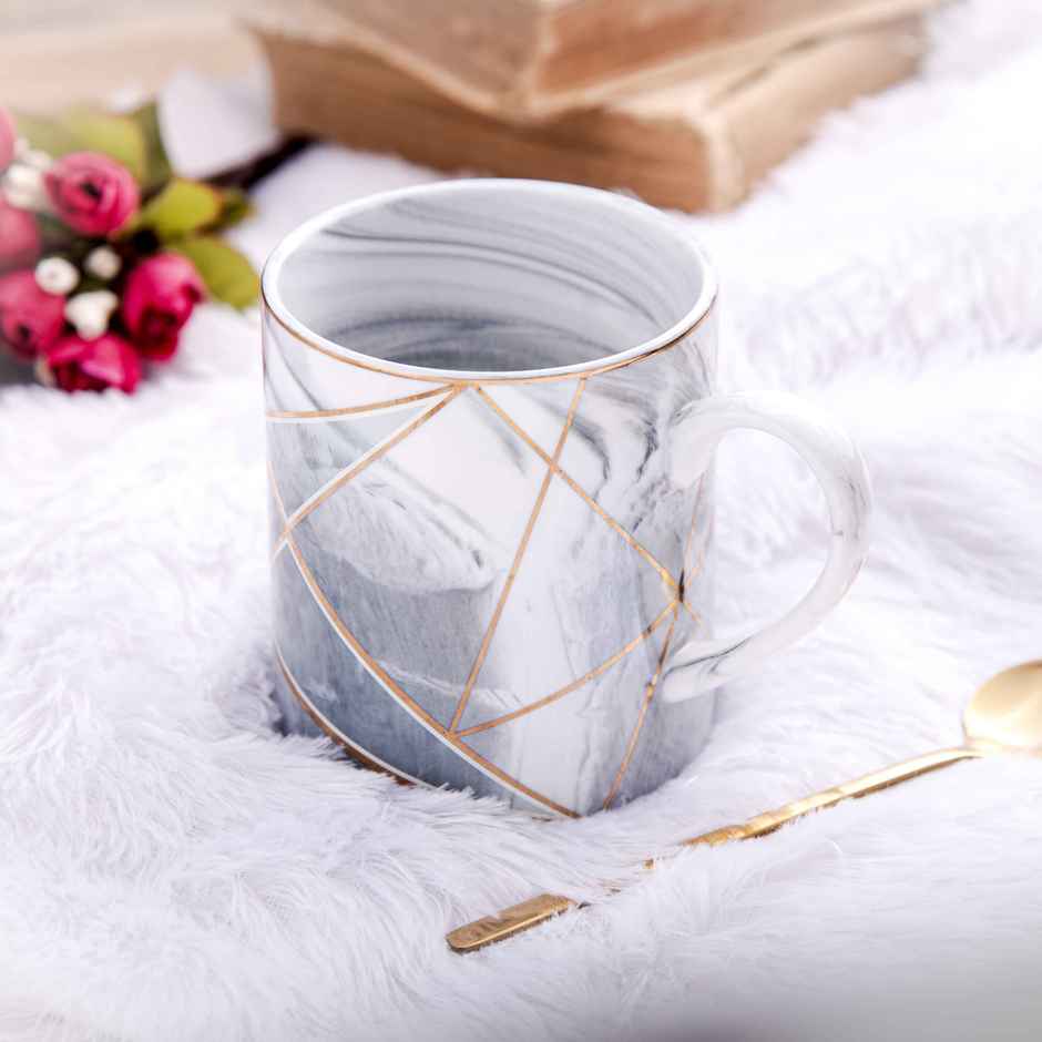 Coffee Mug Marble And Gold Rim | Gray | Gibox