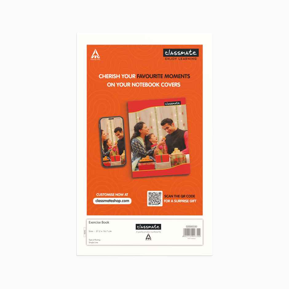 Classmate|Longbook|Soft Cover| | Single Line| A4| 272 x 167|172 pages