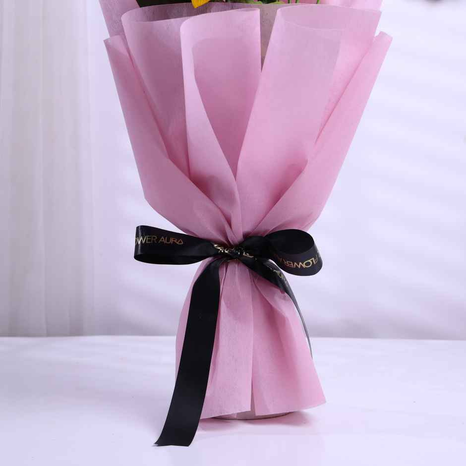 FlowerAura Single Sunflower in Blush Pink Non-Woven Paper