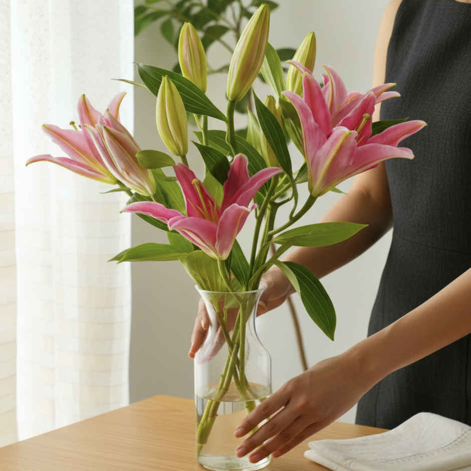 Pink Oriental Lily With Fragrance | 3 Stems