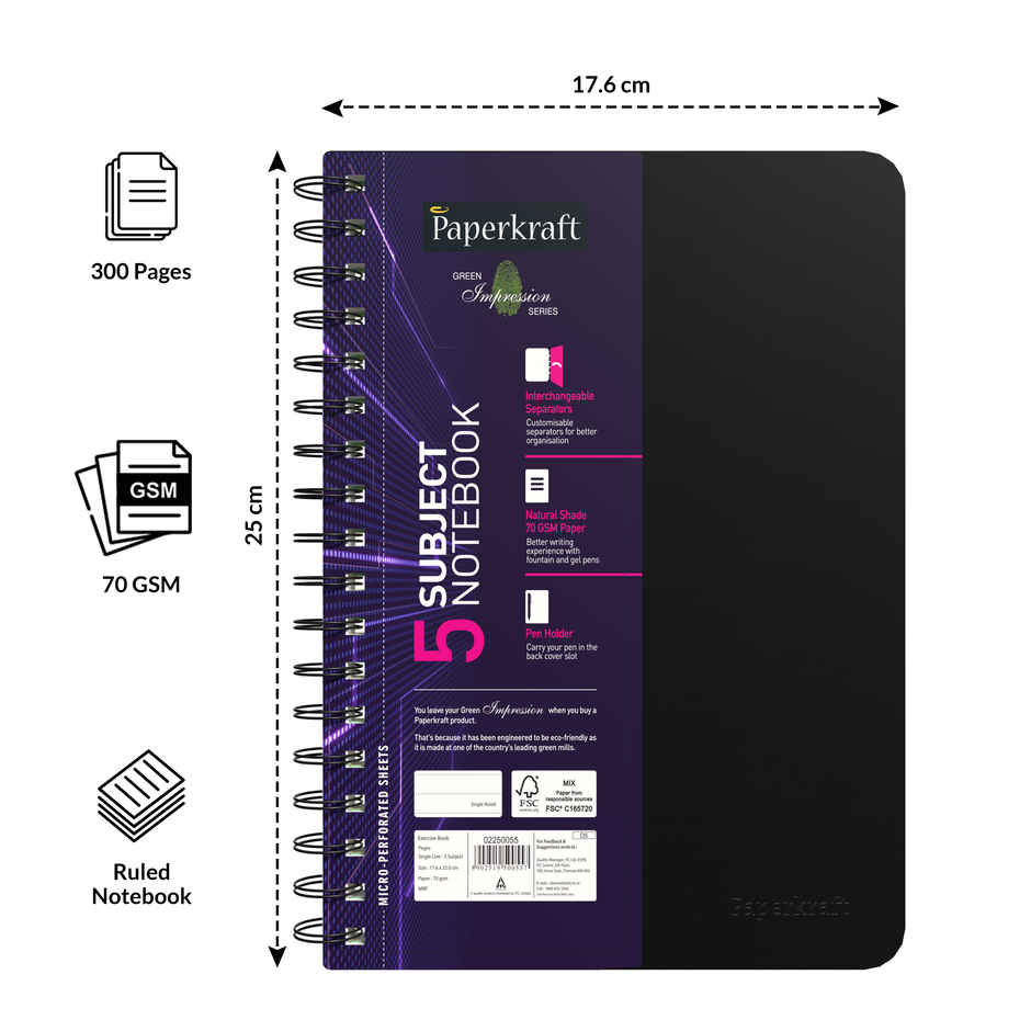 Paperkraft Single Line Executive Notebook | 300 Pages | 25 x 18 cm