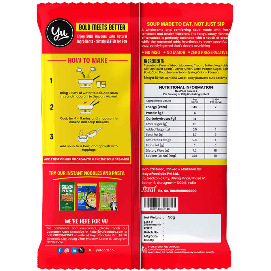 Yu Creamy Tomato Soup with Macaroni