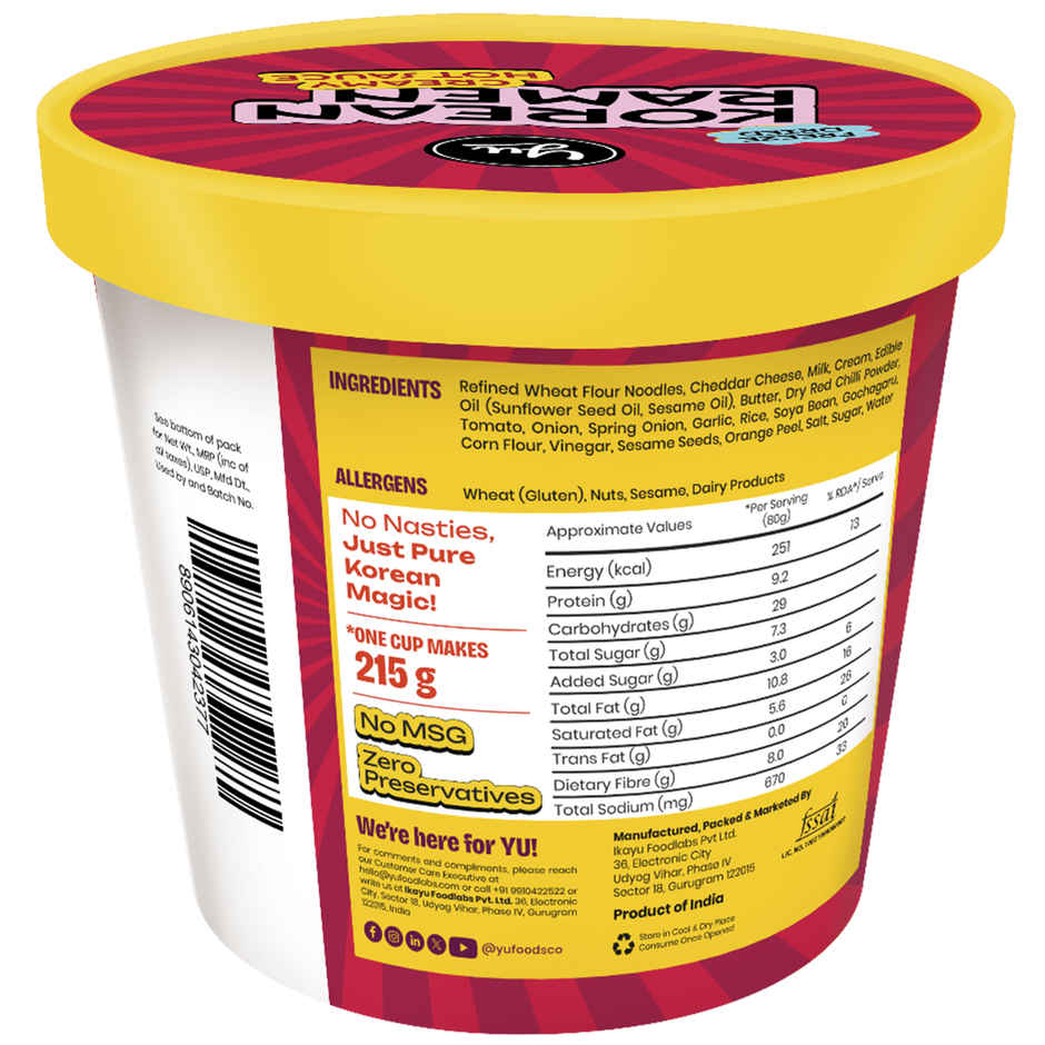 Yu Creamy Hot Sauce Korean Ramen Cup Noodles