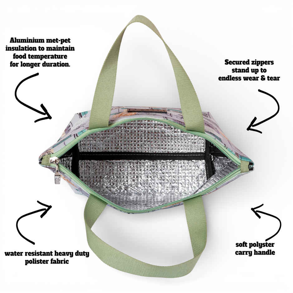 HOOM Print Lunch Bag with Met-PET Aluminium Insulation | Stylish, Functional & Keeps Food Fresh