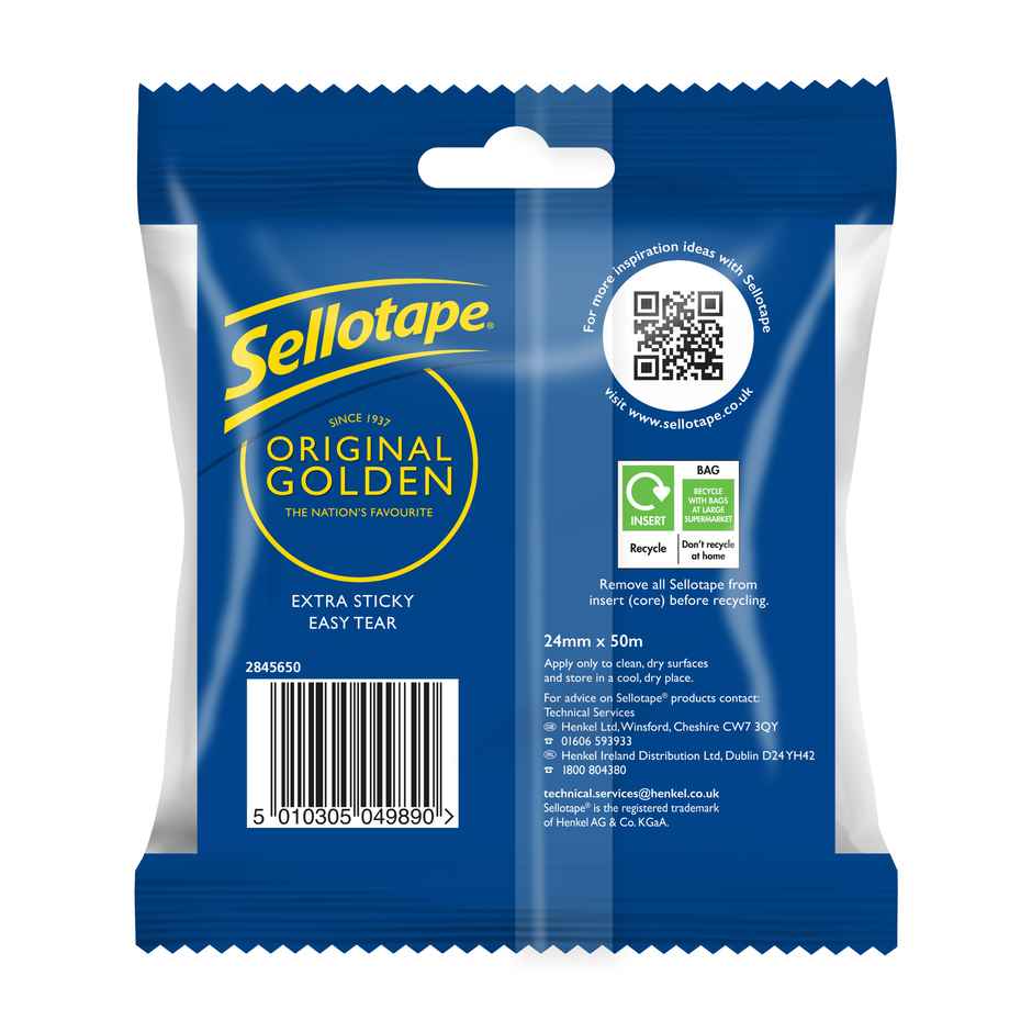 Sellotape Original Tape | Tear By Hand | Ideal For Wrapping Presents | Sealing Boxes | 24mm x 50m