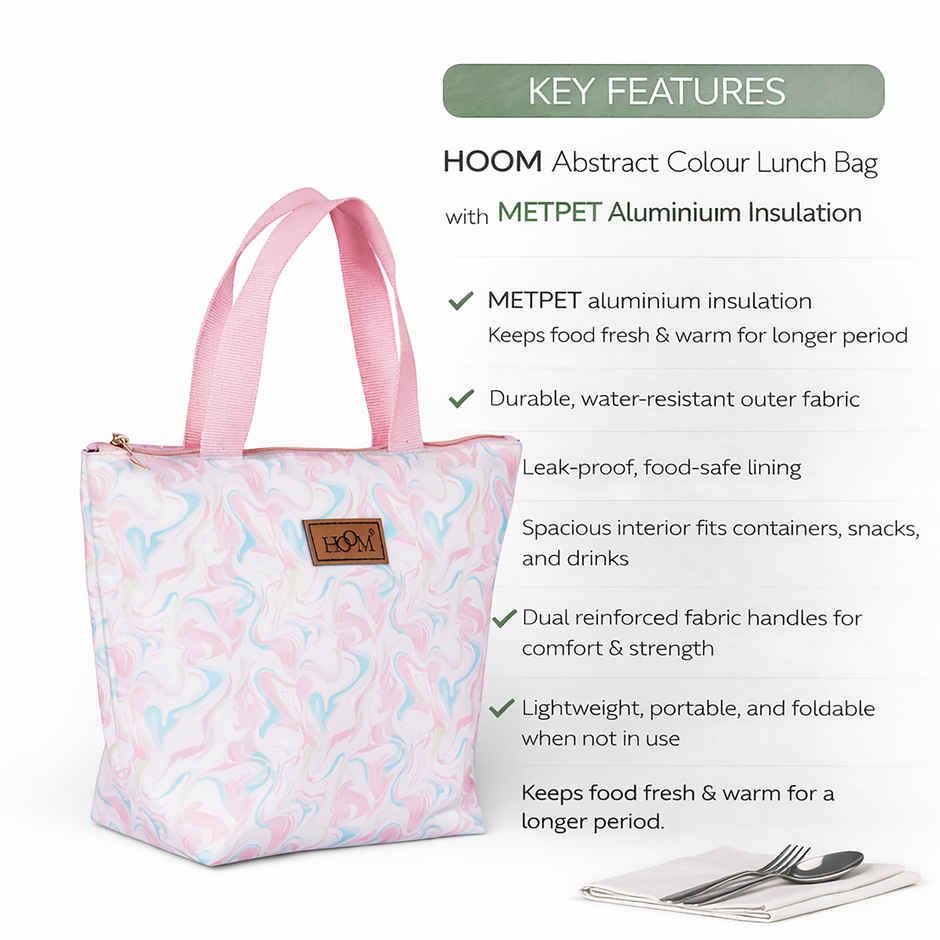 HOOM Print Lunch Bag with Met-PET Aluminium Insulation | Stylish, Practical & Keeps Food Fresh
