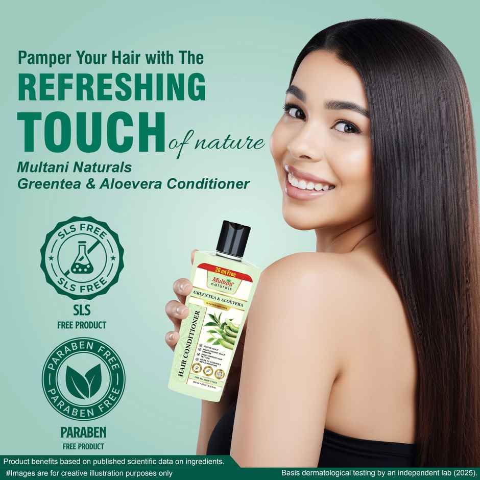 Multani Naturals Greentea & Aloevera Hair Conditioner | For Hair Fall & Scalp Dryness|No SLS