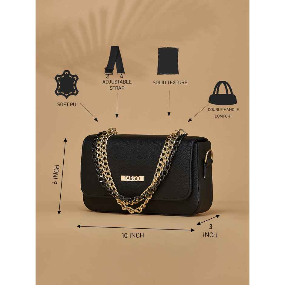 Fargo Stylish Black Sling Bag Women's Leatherette Sling Bag | FGO-822