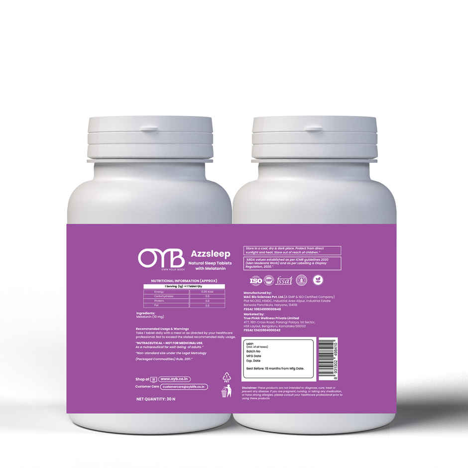 OYB Natural Sleep Tablets with Melatonin & Valerian Root