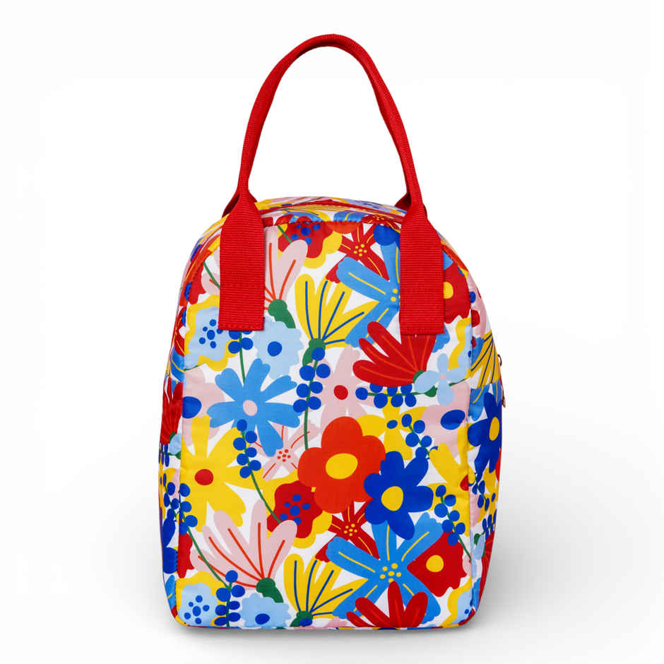 HOOM Floral Print Lunch Bag with Met-PET Aluminium Insulation | Keeps Your Food Fresh & Warm Longer