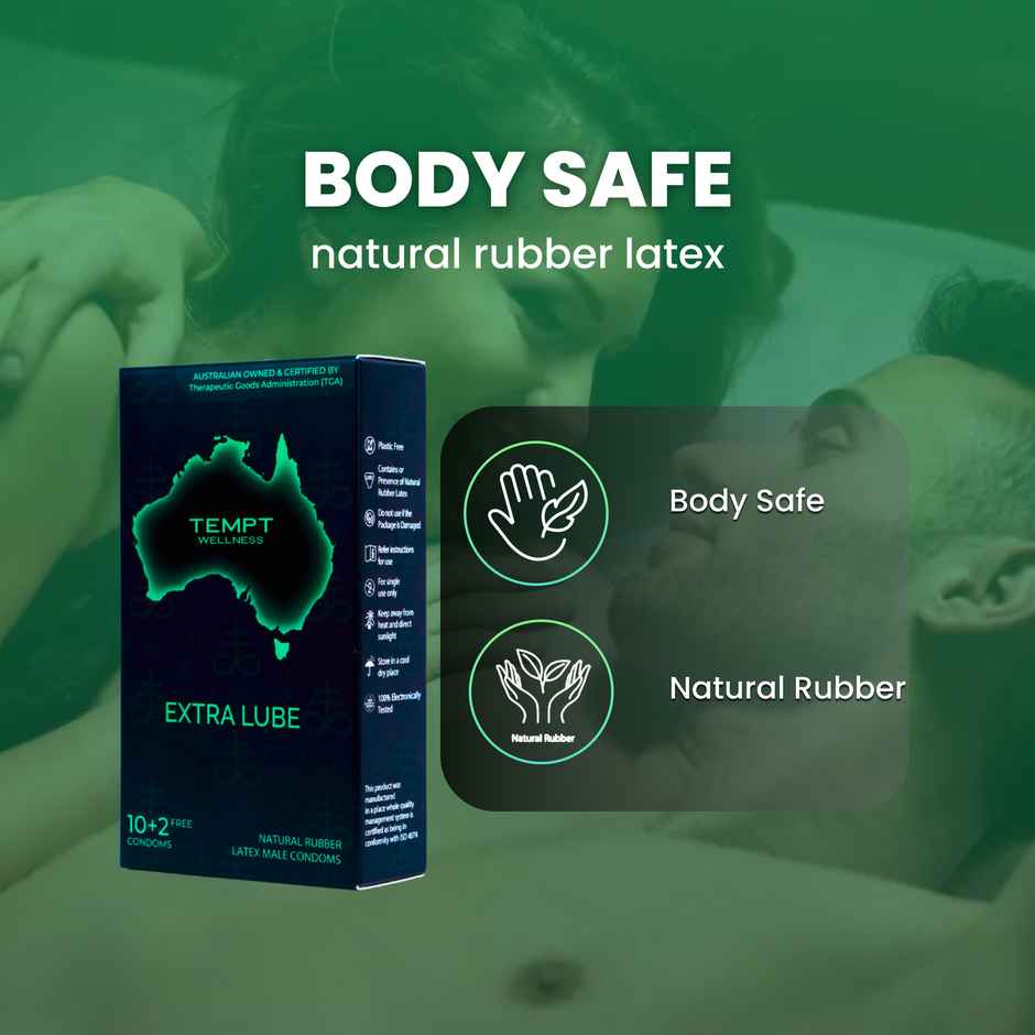 Tempt Wellness Extra Lube Condoms | Maximum Lubrication | Premium Natural Latex