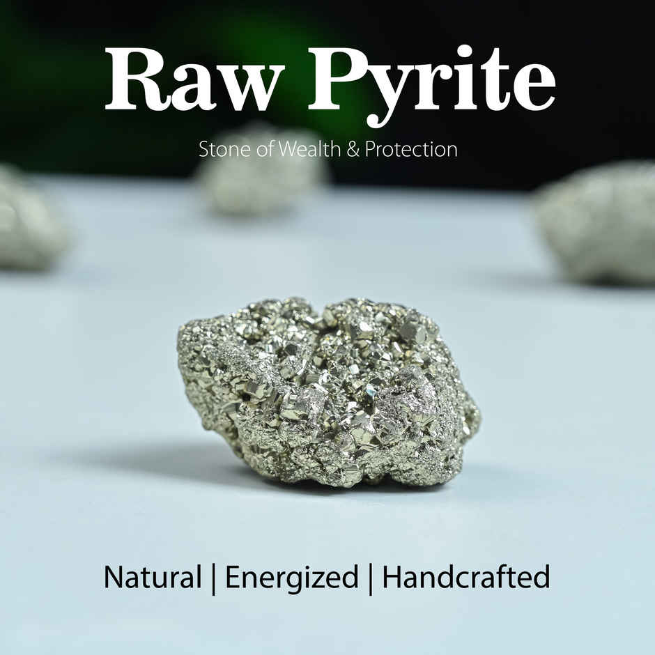 HINDCRAFT Original Pyrite Crystal Cluster | Raw Pyrite Stone for Wealth - Abundance - Protection