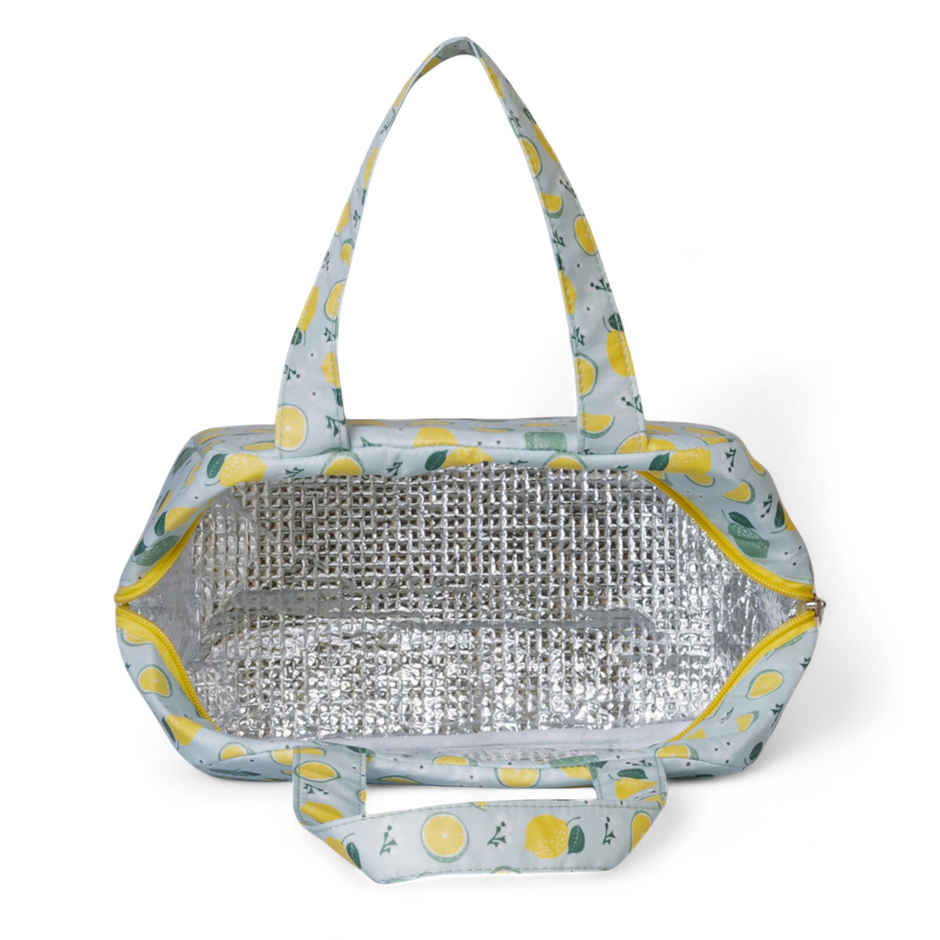 HOOM Lemon Print Lunch Bag with Met-PET Aluminium Insulation | Fresh and Warm for Longer