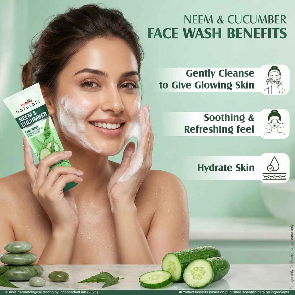 Multani Naturals Neem and Cucumber Face Wash Useful in Acne & Scars Hydrates the Skin
