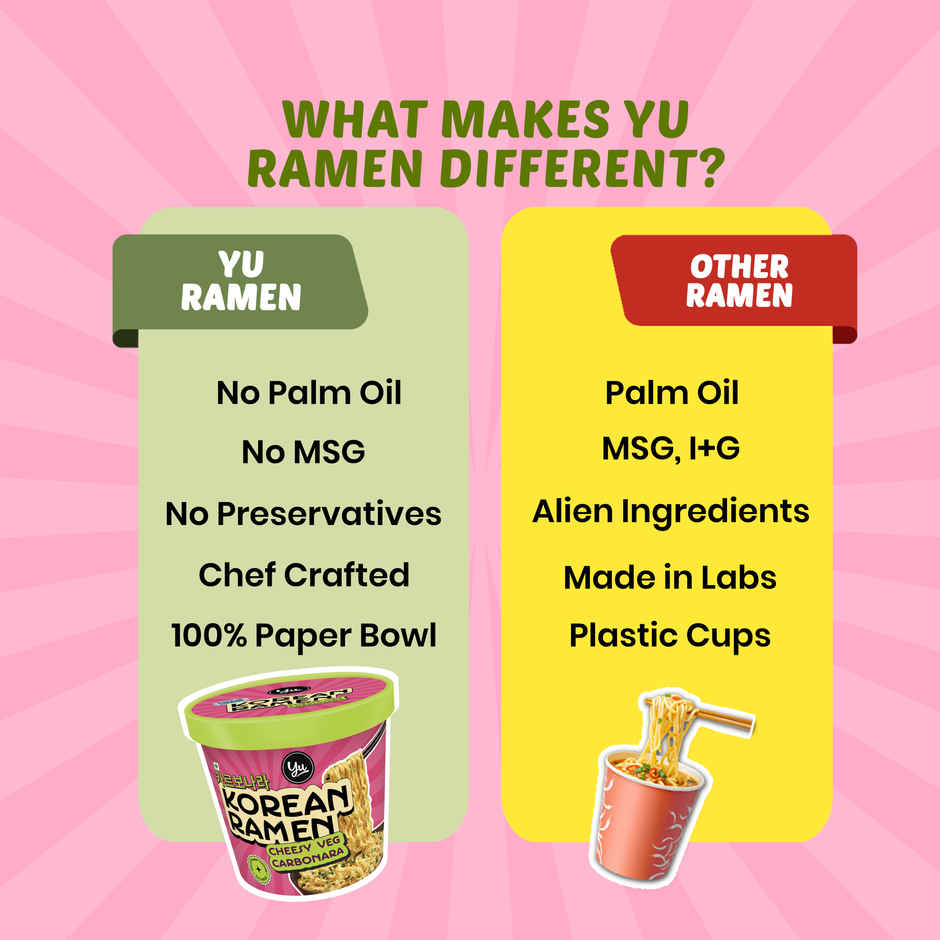 Yu Cheesy Veg Carbonara Korean Ramen Cup Noodles